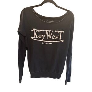 Miami Style Key West‎ Florida Graphic Sweatshirt Black Combed Cotton Womens M